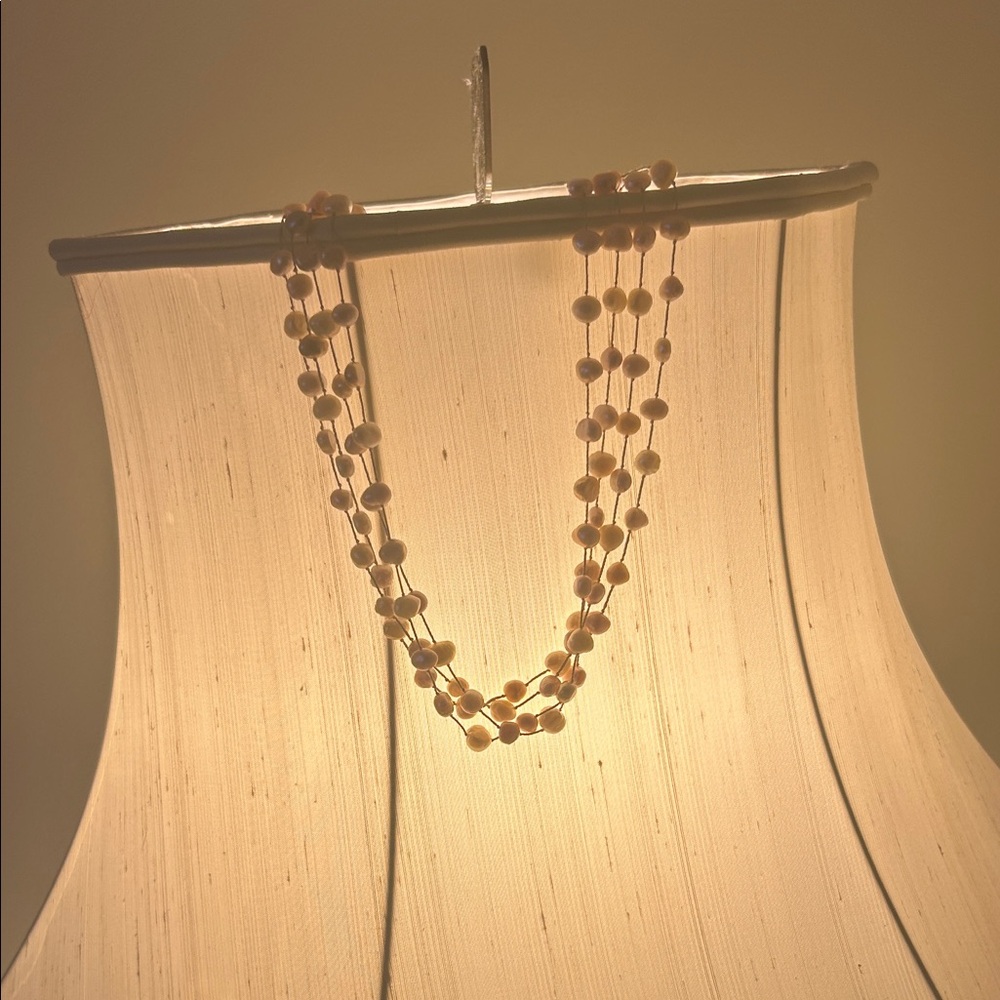 4 strand cultured pearl necklace with silver toggle clasp